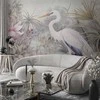 Artgeist Fototapetas - Heron wading in a pond - illustration in bright colours