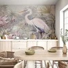 Artgeist Fototapetas - Heron wading in a pond - illustration in bright colours