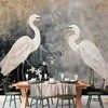 Artgeist Fototapetas - Herons and cherry blossoms - oriental-style illustration depicting birds