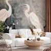 Artgeist Fototapetas - Herons and cherry blossoms - oriental-style illustration depicting birds