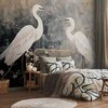 Artgeist Fototapetas - Herons and cherry blossoms - oriental-style illustration depicting birds