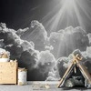 Artgeist Fototapetas - Hope in the Clouds: Inspiring Rays of the Sun – Awaken Emotions