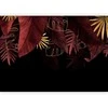 Artgeist Fototapetas - Jungle and composition - red and auksinis leaf motif on juodas background