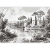 Artgeist Fototapetas - Juodas and Baltas Vintage Landscape Retro View of a Pond with a Boat