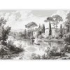Artgeist Fototapetas - Juodas and Baltas Vintage Landscape Retro View of a Pond with a Boat