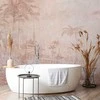 Artgeist Fototapetas - Landscape with temple - engraving of Indian architecture with palm trees