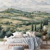 Artgeist Fototapetas - Landscape with Žalias Fields and Trees Tuscan Sunny View