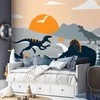 Artgeist Fototapetas - Last dinosaurs with oranžinis - abstract landscape for a room