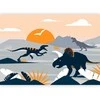 Artgeist Fototapetas - Last dinosaurs with oranžinis - abstract landscape for a room