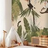 Artgeist Fototapetas - Leaves and Shapes - Jungle in Faded Colours With Animals