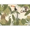 Artgeist Fototapetas - Leaves and Shapes - Jungle in Faded Colours With Animals