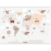 Artgeist Fototapetas - Map in Shades of rusvai gelsvas - Continents With Animals