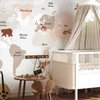 Artgeist Fototapetas - Map in Shades of rusvai gelsvas - Continents With Animals