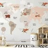 Artgeist Fototapetas - Map in Shades of rusvai gelsvas - Continents With Animals