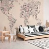 Artgeist Fototapetas - Map With Icons - Cartoon Representation of the World in Pastel Colours
