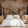 Artgeist Fototapetas - Mediterranean landscape - old tapestry with a hill and a lake