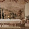 Artgeist Fototapetas - Mediterranean landscape - old tapestry with a hill and a lake