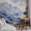 Artgeist Fototapetas - Mėlyna Bay - Italian landscape of Lake Como painted with mėlynas ink