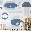 Artgeist Fototapetas - Minimalist ocean - geometric fish and crabs in water for kids