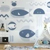 Artgeist Fototapetas - Minimalist ocean - geometric fish and crabs in water for kids
