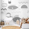 Artgeist Fototapetas - Minimalist pilkas ocean - geometric fish in water for children