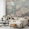 Artgeist Fototapetas - Misty nature - muted rose flowers on a background in pilkas tones