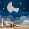 Artgeist Fototapetas - Moon dream - clouds on a dark mėlynas sky with stars for children