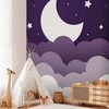 Artgeist Fototapetas - Moon dream - clouds in a violetinė sky with stars for children