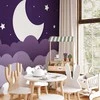 Artgeist Fototapetas - Moon dream - clouds in a violetinė sky with stars for children