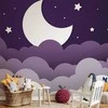 Artgeist Fototapetas - Moon dream - clouds in a violetinė sky with stars for children