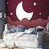 Artgeist Fototapetas - Moon dream - clouds in a maroon sky with stars for children