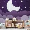 Artgeist Fototapetas - Moon dream - clouds in a violetinė sky with stars for children