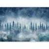 Artgeist Fototapetas - Night landscape - landscape of a misty forest at night with a starry sky