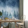 Artgeist Fototapetas - Night landscape - landscape of a misty forest at night with a starry sky