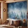 Artgeist Fototapetas - Night landscape - landscape of a misty forest at night with a starry sky