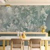 Artgeist Fototapetas - Ornaments in Worn Muted Turquoises: Delicate Plant Pattern