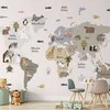 Artgeist Fototapetas - Pastel Map - Animals and Continents for Children's Room