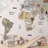 Artgeist Fototapetas - Pastel Map - Animals and Continents for Children's Room