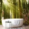 Artgeist Fototapetas - Pine forest – dense woodland in morning sunlight