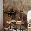 Artgeist Fototapetas - Rock abstraction - ruda and beige pattern in the style of cracked stone