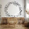 Artgeist Fototapetas - Romantic wreath - pilkas plant motif with leaves with rose pattern