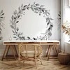 Artgeist Fototapetas - Romantic wreath - pilkas plant motif with leaves with rose pattern