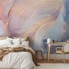 Artgeist Fototapetas - Rožinė and Mėlyna Marble - Abstract Watercolour With Gold Accent
