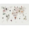 Artgeist Fototapetas - rusvai gelsvas World - Continents With Animals in Muted Colours