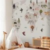 Artgeist Fototapetas - rusvai gelsvas World - Continents With Animals in Muted Colours