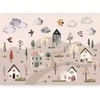 Artgeist Fototapetas - Scandinavian Valley - Village in Pastel Colours Painted in Watercolours