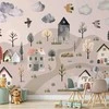 Artgeist Fototapetas - Scandinavian Valley - Village in Pastel Colours Painted in Watercolours