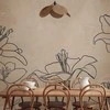 Artgeist Fototapetas - Sketch of nature - minimalist lineart with lily flowers on a beige background