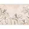 Artgeist Fototapetas - Sketch of nature - minimalist lineart with lily flowers on a beige background