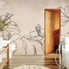 Artgeist Fototapetas - Sketch of nature - minimalist lineart with lily flowers on a beige background
